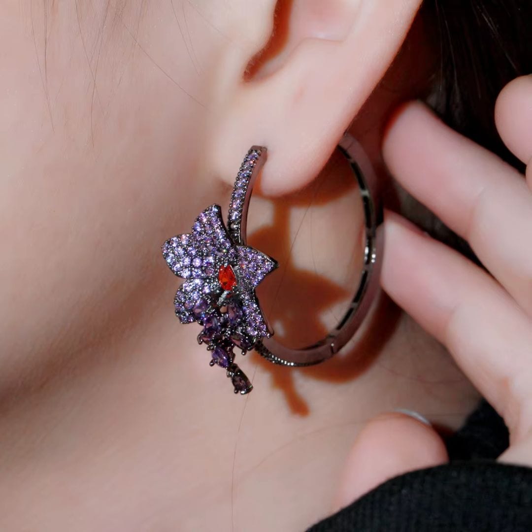 Flower Hoop Earrings