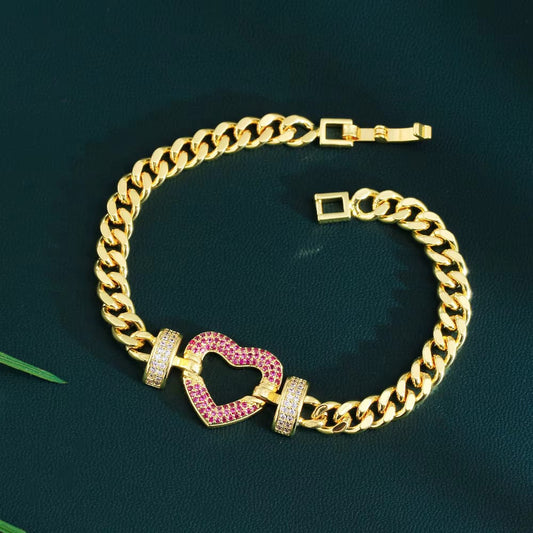 Heart Chain Charm Bracelet