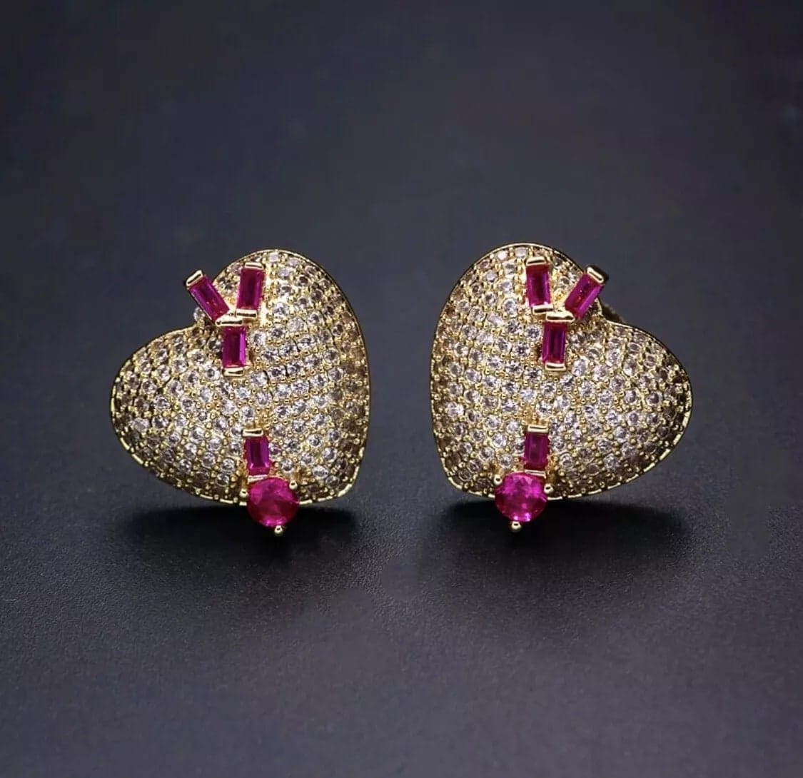 Heart Stud Pendant Earrings