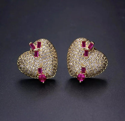 Heart Stud Pendant Earrings