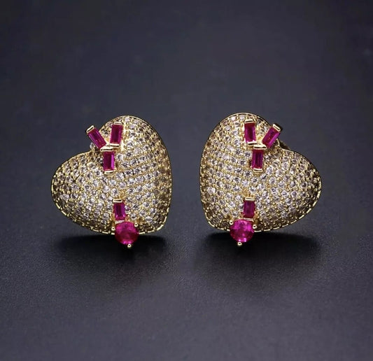 Heart Stud Pendant Earrings