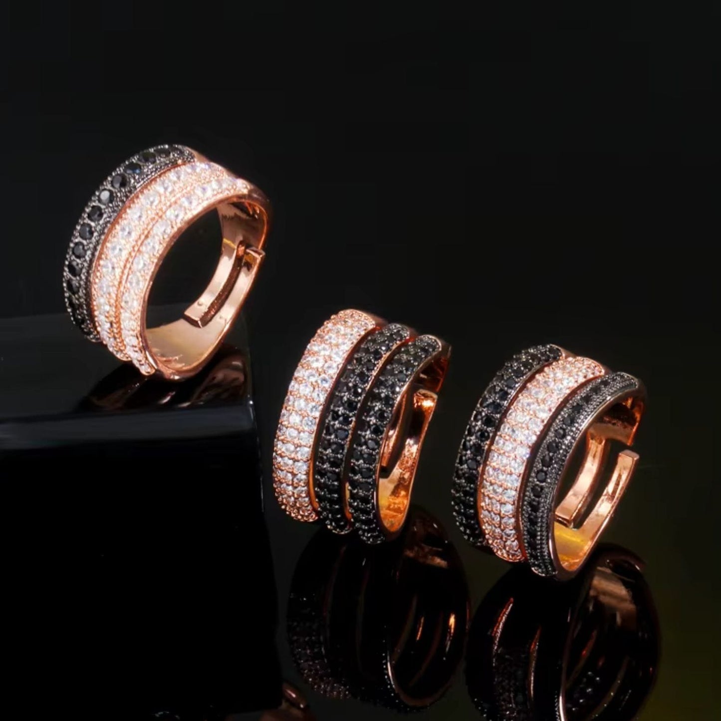 Midnight Spark Trio Rings