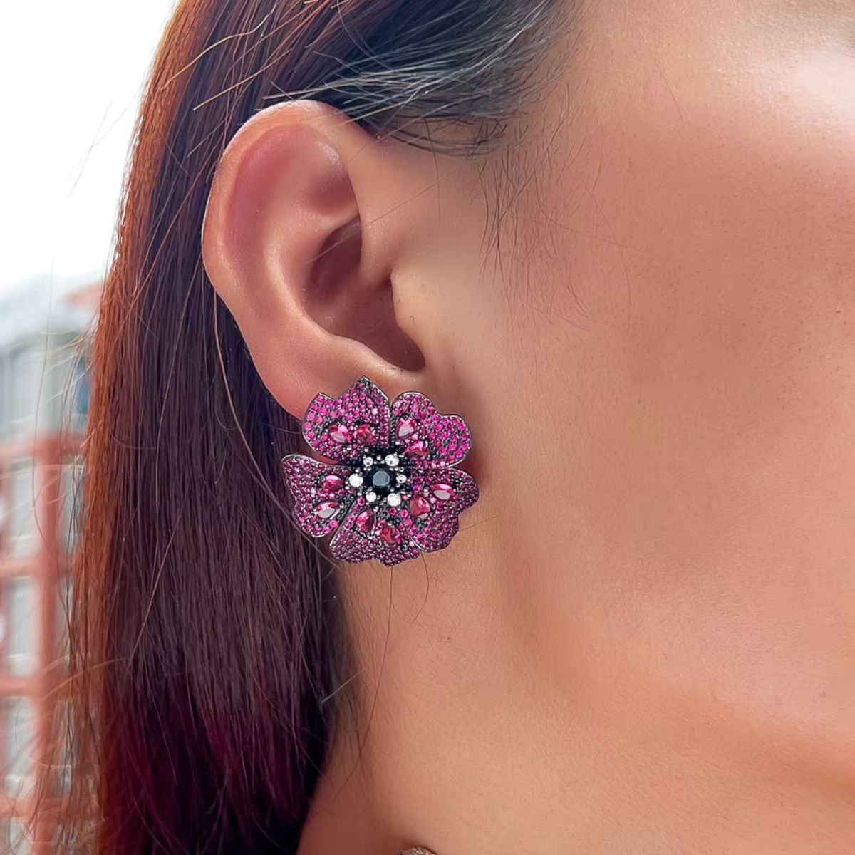 Red Flower Earrings