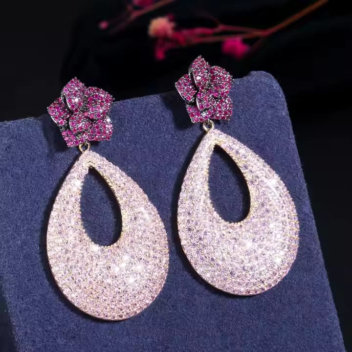 Rose Flower Drop Earrings